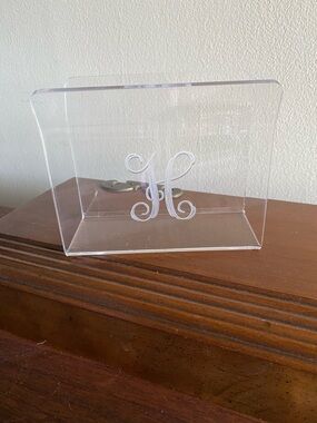 Transparent Acrylic Napkin Holder - Letter H Monogram